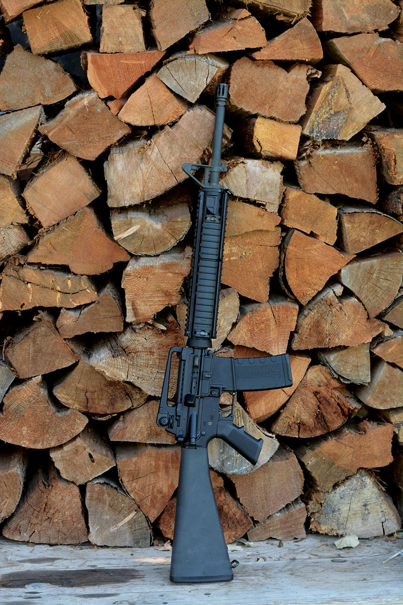 While Palmetto State Armory offers a huge variety of AR-15-pattern rifles, the sample rifle features a 20-inch barrel, A2-style detachable carry handle with rear sight and fixed stock.